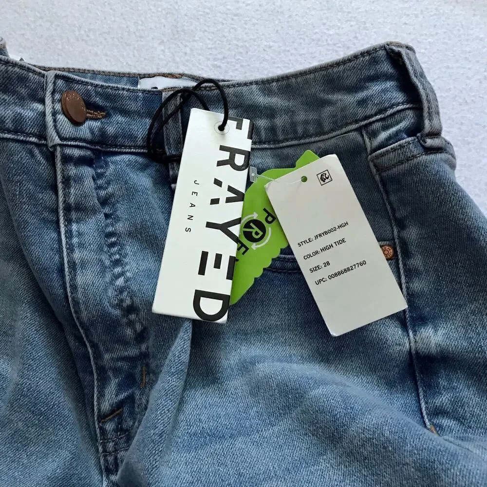 Frayed Jeans NWT High Rise Baggy Shorts Women 28